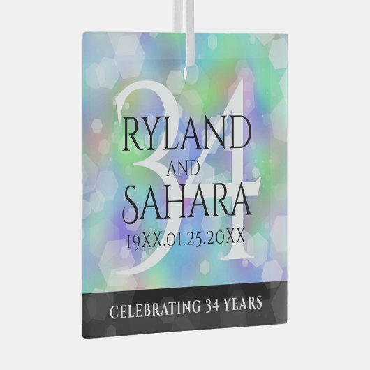 34エレガント周年記念結婚お祝い ガラスオーナメント (正面右)