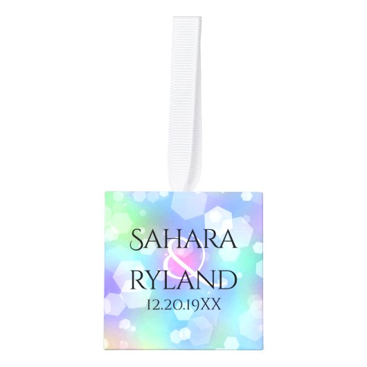 34エレガント周年記念結婚お祝い キューブオーナメント (正面)