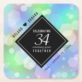 34エレガント周年記念結婚お祝い スクエアペーパーコースター (正面)