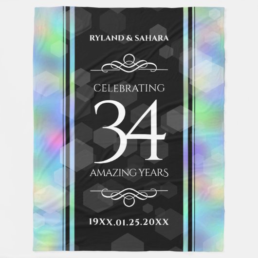 34エレガント周年記念結婚お祝い フリースブランケット (正面)