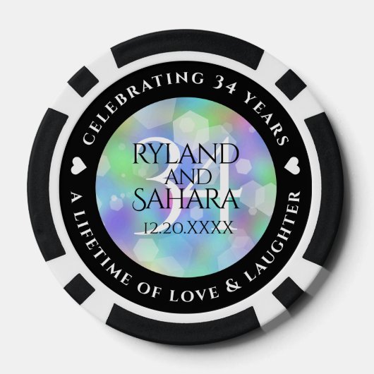 34エレガント周年記念結婚お祝い ポーカーチップ (裏面)