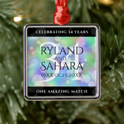 34エレガント周年記念結婚お祝い メタルオーナメント (ツリー)