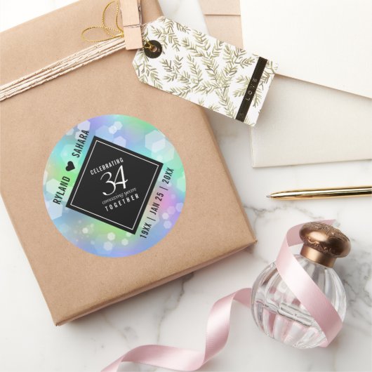 34エレガント周年記念結婚お祝い ラウンドシール (ギフト)