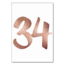 34テーブル番号白色メタリックピンクローズ金ゴールド