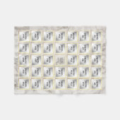 34フォトコラージュ、白および大理石の金ゴールドフレーム フリースブランケット (正面(横))