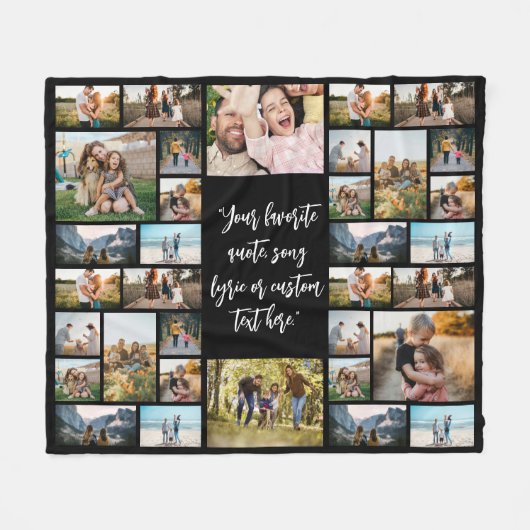34フォトパーソナライズされたコラージュカスタム引用文 フリースブランケット (正面(横))