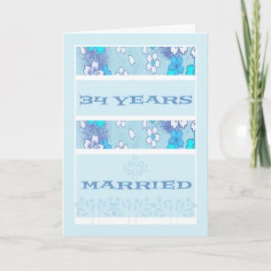 34周年結婚記念日 ブルーフラワーズ カード