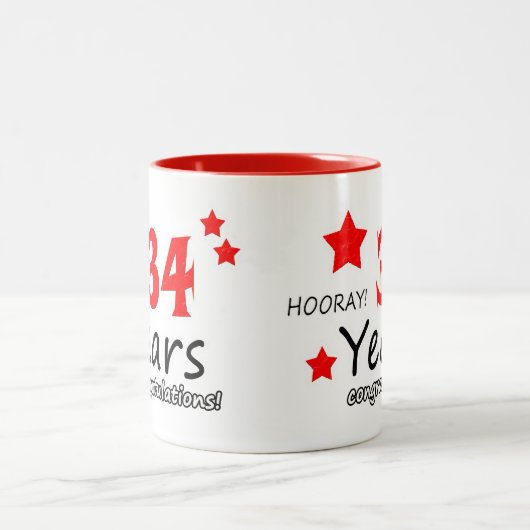 34周年, 34年結婚記念日 ツートーンマグカップ (中央)