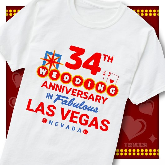 34回目の結婚記念日 ラスベガスの華やかなカップル Tシャツ