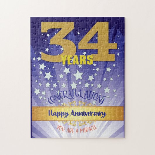 34年回復記念の太字数字 ジグソーパズル (縦)
