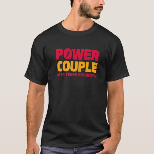 34年結婚したパワーカップル34周年記念Hus Tシャツ (正面)