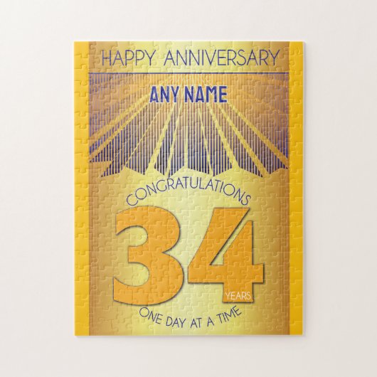 34年 | AA12ステップの記念日を祝うパーソナライズデザイン ジグソーパズル (縦)