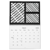 34枚の写真を1つのカレンダーに追加するピンクブラック カレンダー (3月 2026)