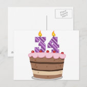 34歳のお誕生日ケーキ ポストカード (正面/裏面)