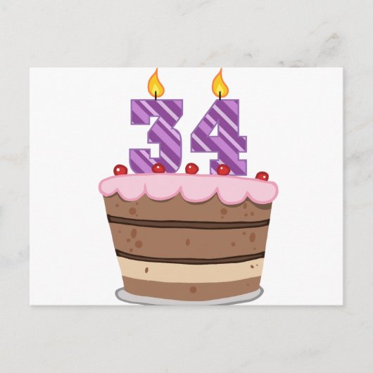34歳のお誕生日ケーキ ポストカード (正面)