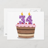 34歳のお誕生日ケーキ ポストカード (正面/裏面)