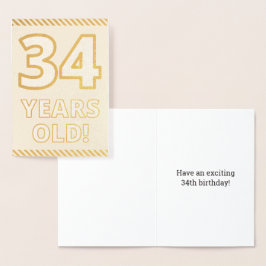 **34歳の誕生日おめでとう！** ゴールド箔押しのバースデーカード 箔カード