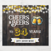 34歳の誕生日おめでとう レトロなスタイル ビールラベル (シングルラベル)