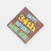 34歳の誕生日おめでとう + 名前 スタンダードランチョンナプキン (角)