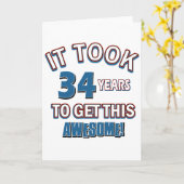 34歳の誕生日デザイン カード (黄色い花)