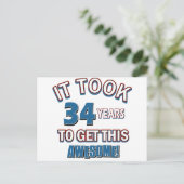 34歳の誕生日デザイン ポストカード (スタンド正面)