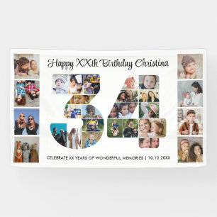 34歳の誕生日パーティーナンバー34フォトコラージュ 横断幕