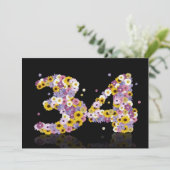 34歳の誕生日パーティー、花が咲く文字 招待状 (スタンド正面)