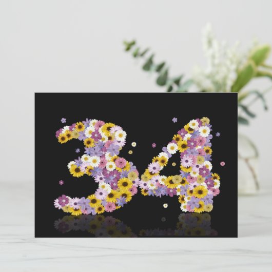 34歳の誕生日パーティー、花が咲く文字 招待状 (スタンド正面)