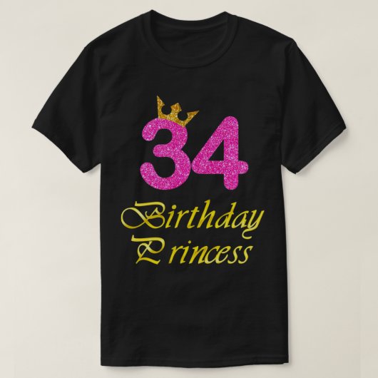 34歳の誕生日プレゼント プリンセスガールTシャツ 34年 Tシャツ (デザイン正面)