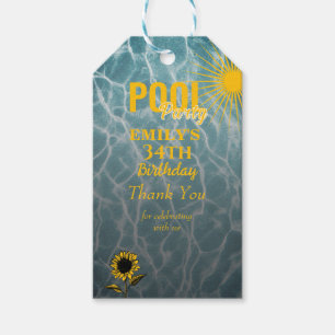 34歳の誕生日プールパーティの招待状 ギフトタグ