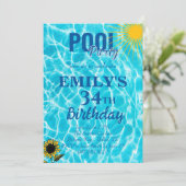 34歳の誕生日プールパーティの招待状 招待状 (スタンド正面)