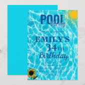 34歳の誕生日プールパーティの招待状 招待状 (正面/裏面)