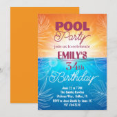 34歳の誕生日プールパーティの招待状 招待状 (正面/裏面)