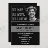 34歳の誕生日招待状ブラックザマンザレジェンド 招待状 (正面/裏面)