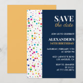 34歳の誕生日招待状日付紙吹雪を保存 招待状 (正面/裏面)