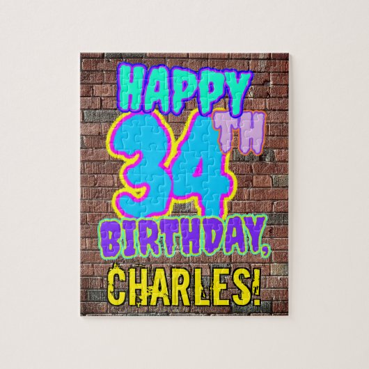 34歳の誕生日 〜 ファンなアーバングラフィティスタイル ジグソーパズル (縦)