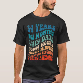 34歳34誕生日カッコいいヴィンテージレトロ408 Tシャツ