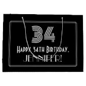 34番目の誕生日:インスパイアアールデコの「34」の外観と名前 ラージペーパーバッグ (裏面)
