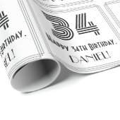 34番目の誕生日:インスパイアアールデコスタイル「34」 +名前 ラッピングペーパー (ロールコーナー)