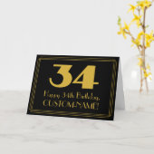 34番目の誕生日:インスパイアアールデコ「34」の検索と名前 カード (黄色い花)