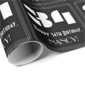 34番目の誕生日:インスパイアアールデコ「34」の検索と名前 ラッピングペーパー (ロールコーナー)