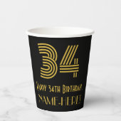 34番目の誕生日:インスパイアアールデコ「34」の検索と名前 紙コップ (正面)