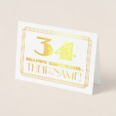 34番目の誕生日、名前+アールデコインスパイア「34」を見る 箔カード (正面)