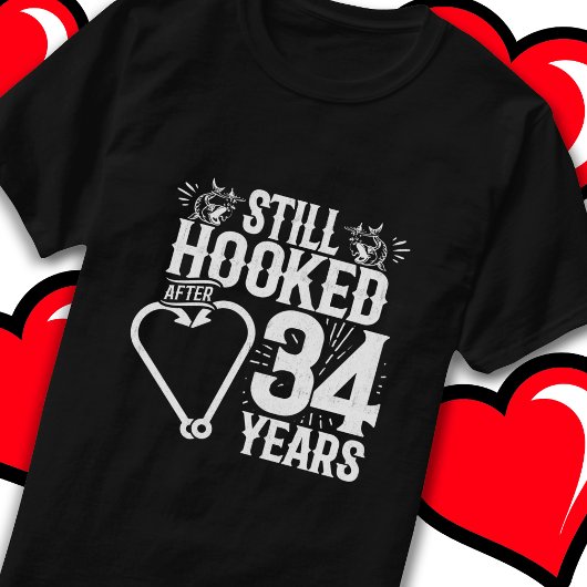 34結婚した年魚釣り34おもしろい周年 Tシャツ