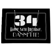 34誕生日インスパイア~アールデコルック"34" +名前 ラージペーパーバッグ (正面)