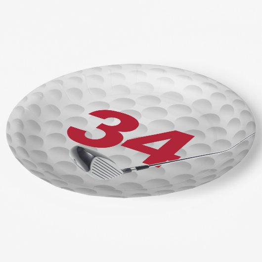 34誕生日ゴルフボールデザイン ペーパープレート (アングル)