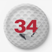 34誕生日ゴルフボールデザイン ペーパープレート (正面)