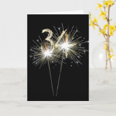 34誕生日スパークラーズオンブラック カード (黄色い花)