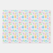 34誕生日パステルピンクケーキプレゼントバルーン ラッピングペーパーシート (正面)