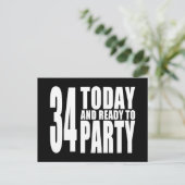 34誕生日パーティー: 34今日&パーティー準備 インビテーションポストカード (スタンド正面)